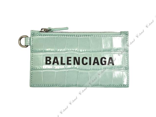 BALENCIAGA バレンシアガ　ストラップ　カードケース　金属製　グリーン 新古品 バレンシアガ BALENCIAGA CASH カードケース付き